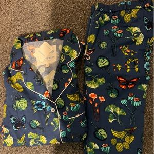 NWT J. McLaughlin & Printfresh  long pajama set in mini greenhouse